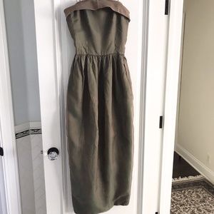 Vintage long green crepe dress Gerald Franklin XS